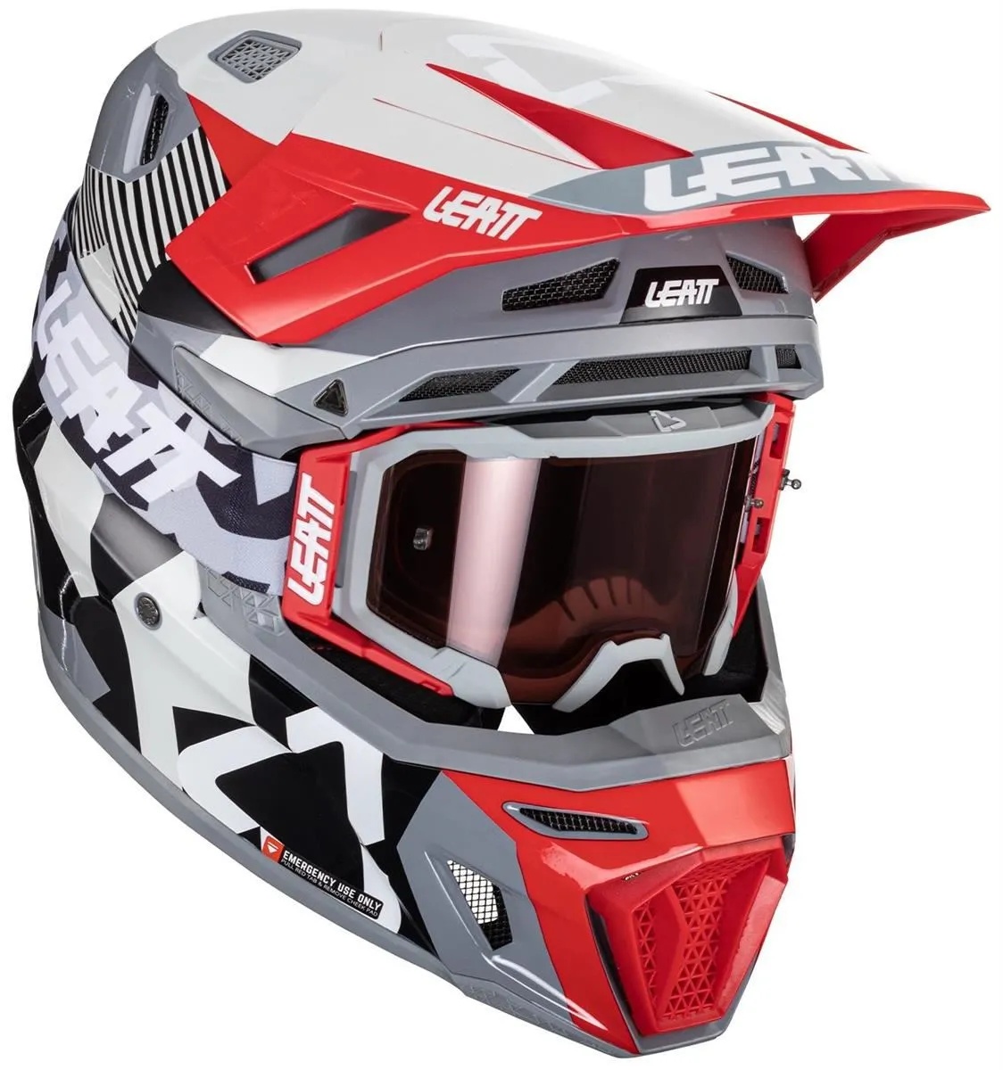Casco cross enduro Leatt 8.5 in fibra composita colore grigio-rosso + Maschera Leatt Velocity inclusa