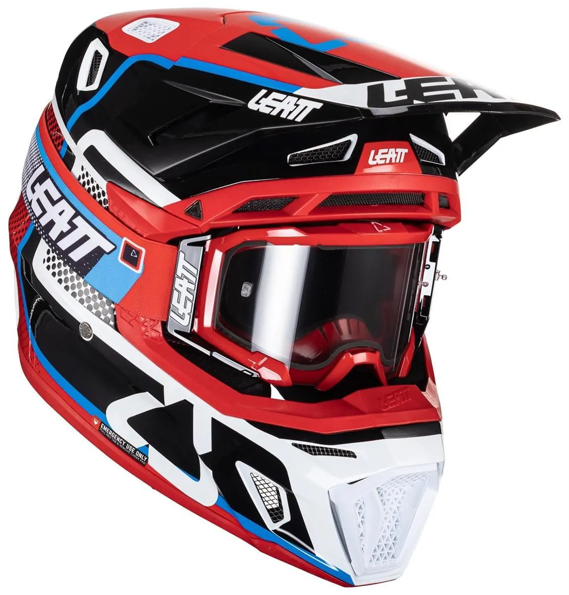 Casco cross enduro Leatt 8.5 in fibra composita colore rosso-bianco-nero + Maschera Leatt Velocity inclusa