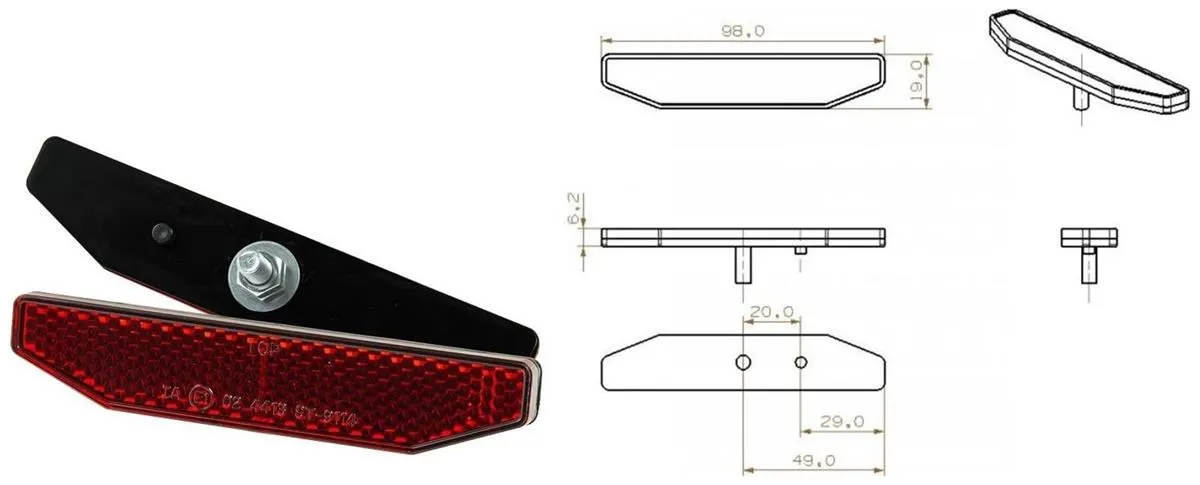 Catadiottro per portatarga Ibex Zieger (omologato 98x19mm)