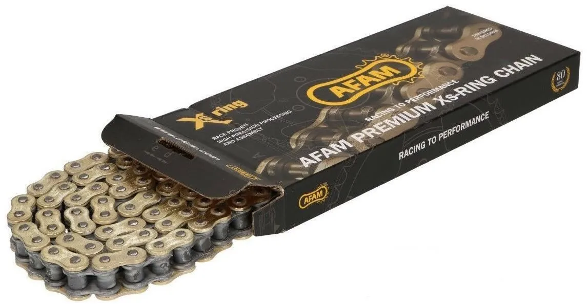 Catena passo 525 Afam XSR2 124 maglie con XS-RING e con giunto a rivetto