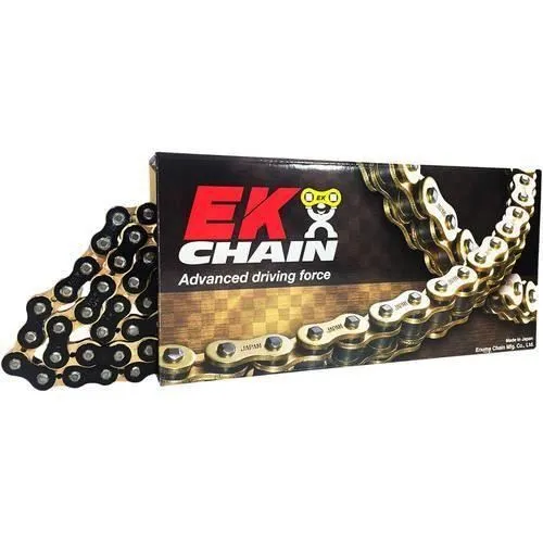Catena passo 520 EK Chain SRX2 120 maglie con QX-RING e con giunto a rivetto colore Nera-Oro