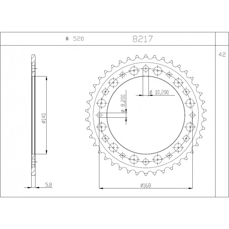 CORONA IN ACCIAIO PER CATENA 520 BMW F 800 GS ADVENTURE 2013-2017