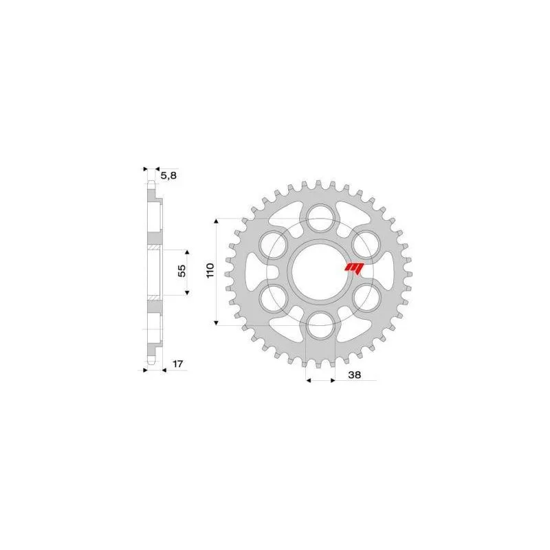 CORONA IN ACCIAIO PER CATENA 530 DUCATI MULTISTRADA 1200/S 2010-2017