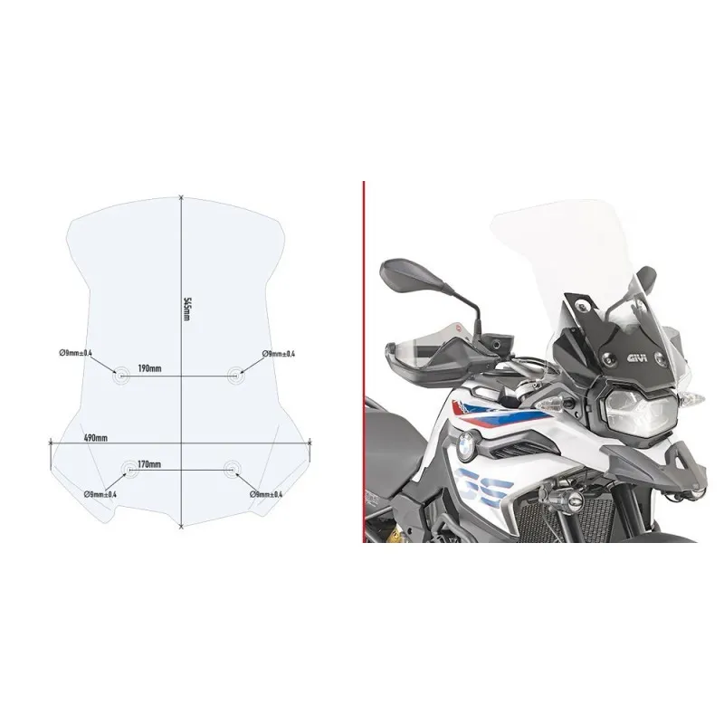 CUPOLINO GIVI TOURING BMW F 850 GS 2021-2024, TRASPARENTE