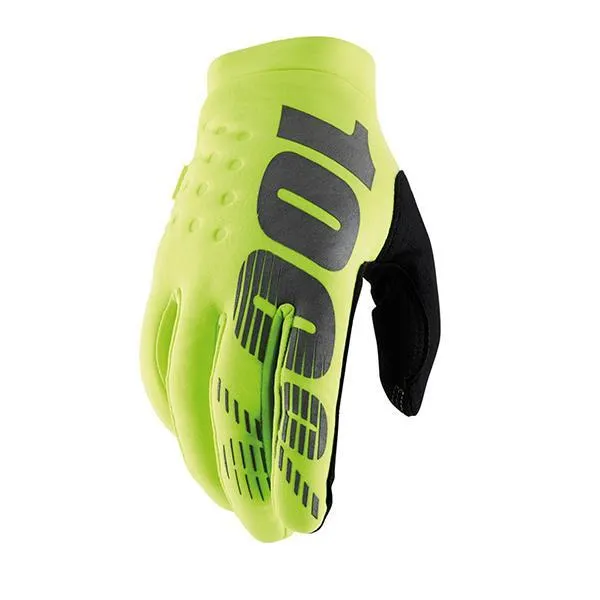 Guanti cross enduro 100 Brisker invernali giallo fluo