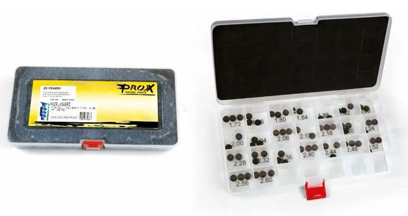 Kit piattelli calibrati Prox per regolazione valvole diametro 9.48mm con spessore da 1.20 a 3.50mm incremento 0.05mm (141 pezzi 3 per ogni misura)