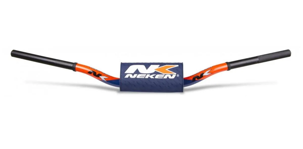 Manubrio Neken Radical Design da 28.6mm in alluminio colore Blu-Arancione con paracolpi (Cod. R00026C-OR-BL)