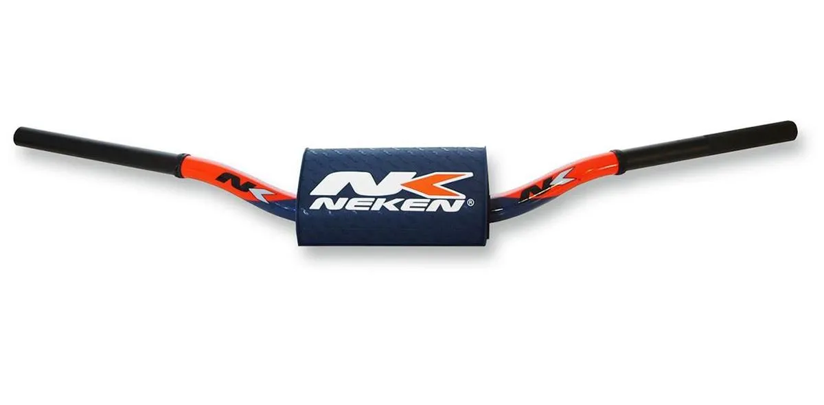 Manubrio Neken Radical Design da 28.6mm in alluminio colore Blu-Arancione con paracolpi (Cod. R00133C-OR-BL)