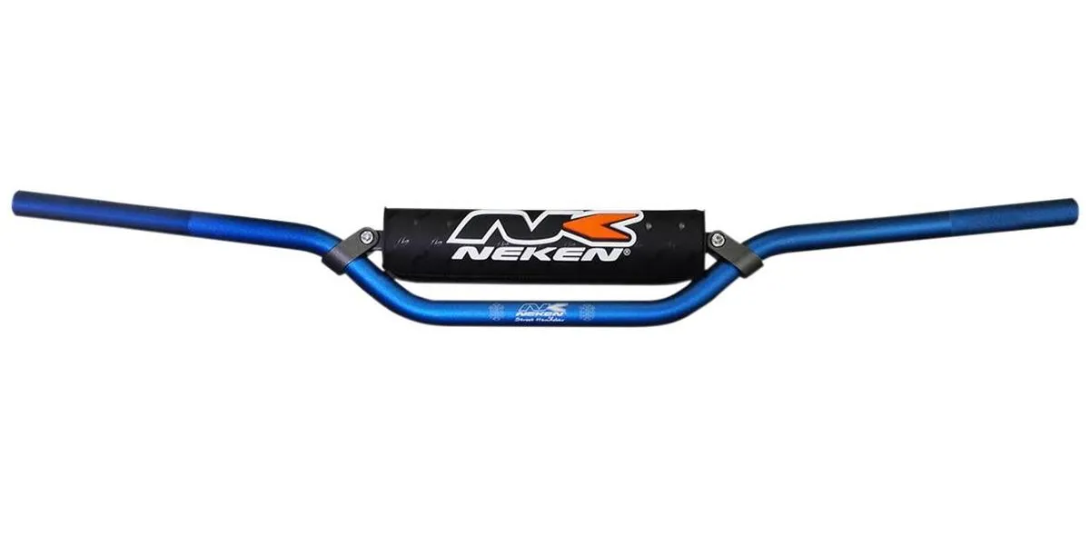 Manubrio Neken da 22mm in alluminio anodizzato colore Blu con traversino e paracolpi (Cod. E00055-BL)