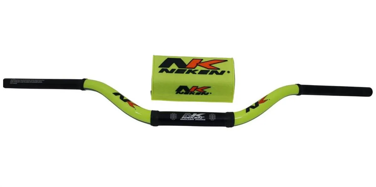 Manubrio Neken Radical Design da 28.6mm in alluminio colore Giallo Fluo con paracolpi (Cod. R0002C-YEF)