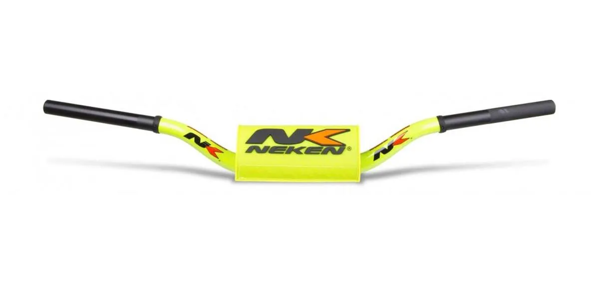 Manubrio Neken Radical Design da 28.6mm in alluminio colore Giallo Fluo con paracolpi (Cod. R00182C-YEF)