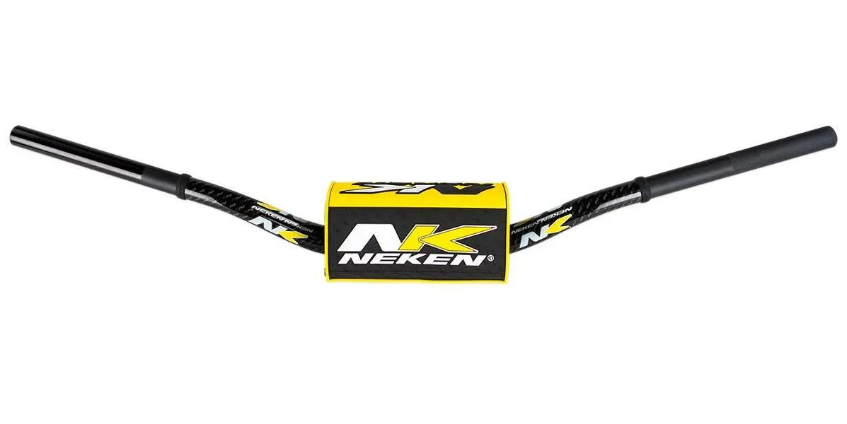 Manubrio Neken Radical Design da 28.6mm in alluminio colore Nero-Giallo con paracolpi (Cod. R00024C-YEB)
