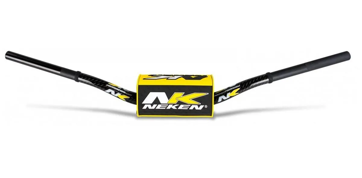 Manubrio Neken Radical Design da 28.6mm in alluminio colore Nero-Giallo con paracolpi (Cod. R00121C-YEB)