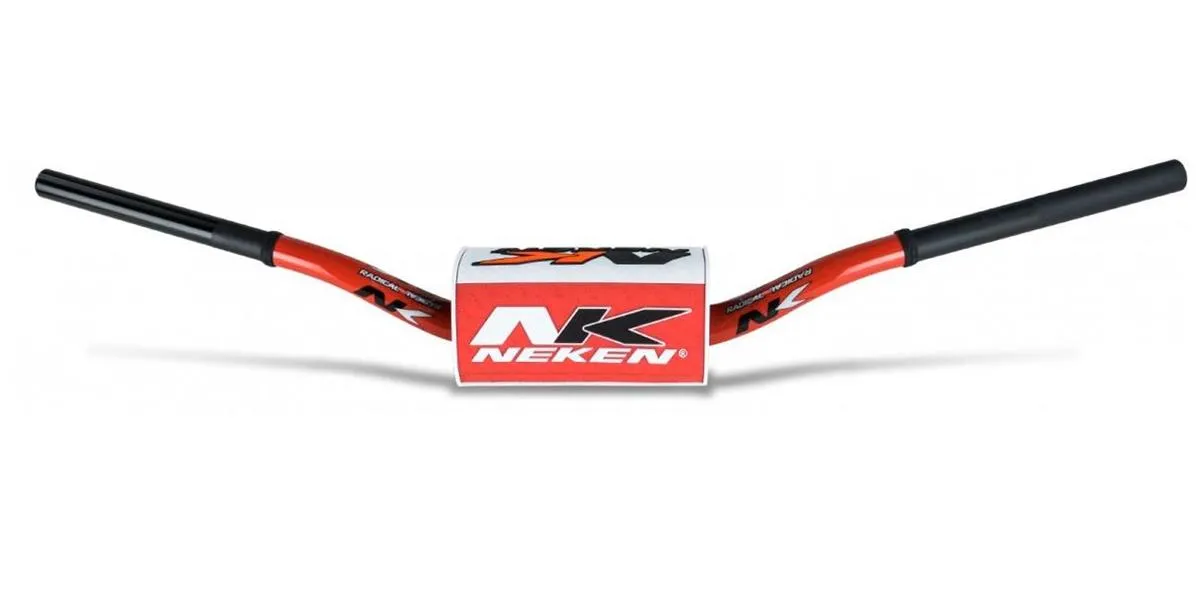 Manubrio Neken Radical Design da 28.6mm in alluminio colore Rosso-Bianco con paracolpi (Cod. R00101BC-RW)