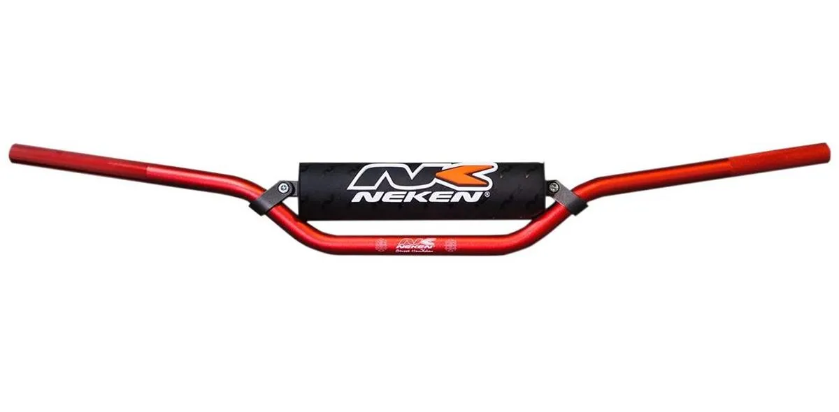 Manubrio Neken da 22mm in alluminio anodizzato colore Rosso con traversino e paracolpi (Cod. E00055-RD)