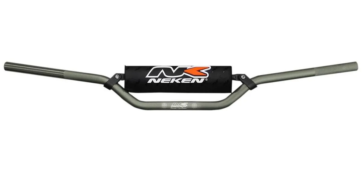 Manubrio Neken da 22mm in alluminio anodizzato colore Titanio con traversino e paracolpi (Cod. E00055-T)