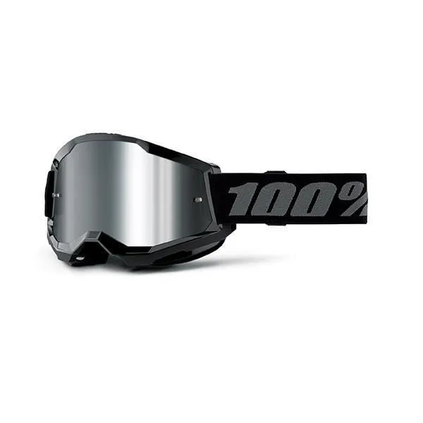 Occhiali Off-Road 100% The STRATA 2 BLACK - LENTE A SPECCHIO ARGENTO