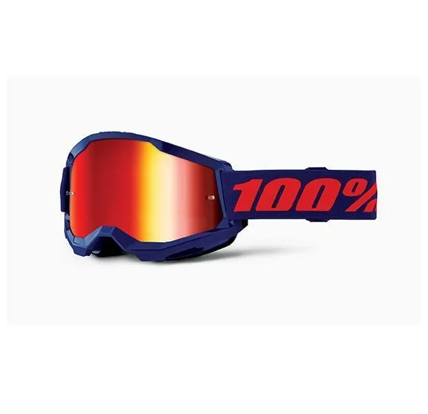 Occhiali Off-Road 100% The STRATA 2 NAVY - LENTE A SPECCHIO ROSSA