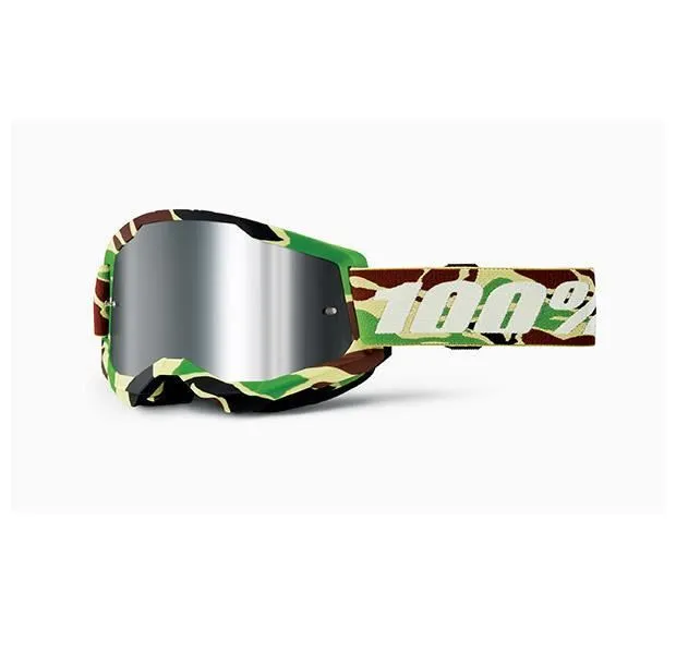 Occhiali Off-Road 100% The STRATA 2 WAR CAMO - LENTE A SPECCHIO ARGENTO