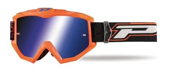 Maschera PROGRIP 3204 arancio fluo lente specchiata blue