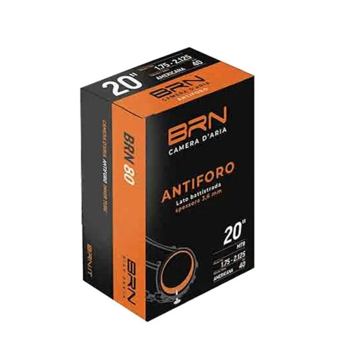 Camera d'aria bici antiforo 3,6 mm - 20 x 1,75 | 2,125 BRN valvola americana