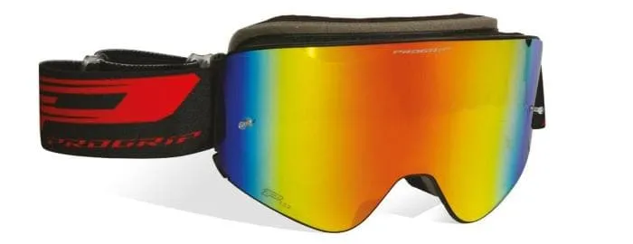 Maschera PROGRIP 3205 MAGNET nera lente specchiata rosso
