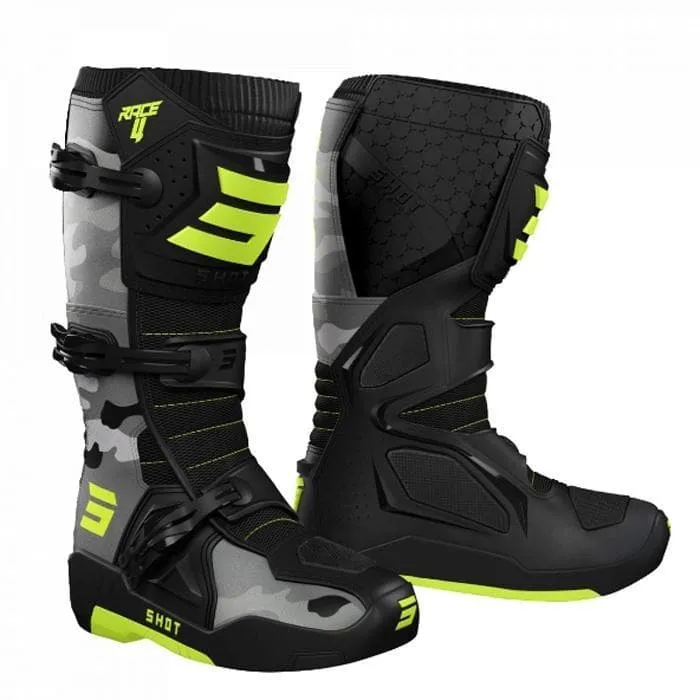 Stivali cross | enduro SHOT RACE 4 camo | neon yellow