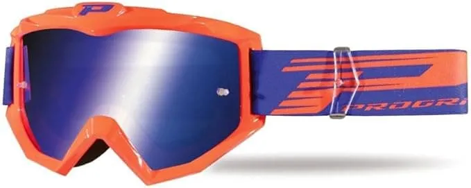 Maschera Progrip 3201-166 FL - Arancio Fluo, Lente a Specchio