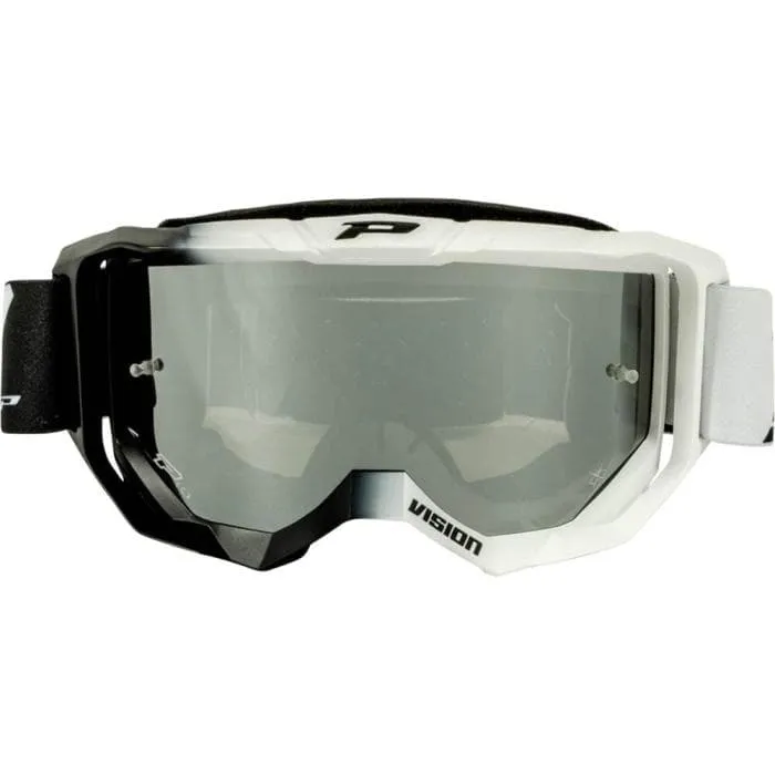 Maschera PROGRIP 3300 VISION nero | bianco matt lente specchiata silver