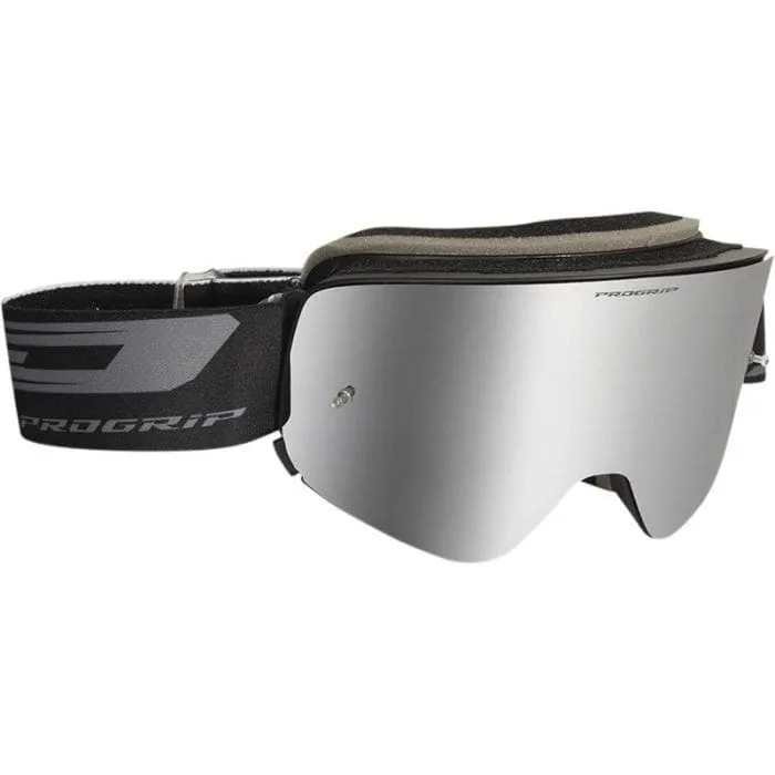 Maschera PROGRIP 3205 MAGNET nera lente specchiata silver