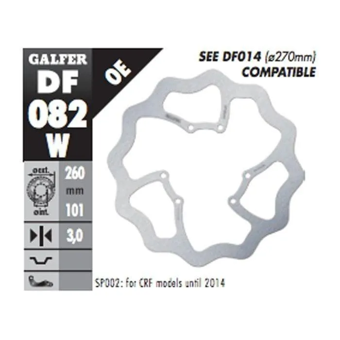 Disco freno GALFER wave 260mm Honda CR 250-500 2015 anteriore