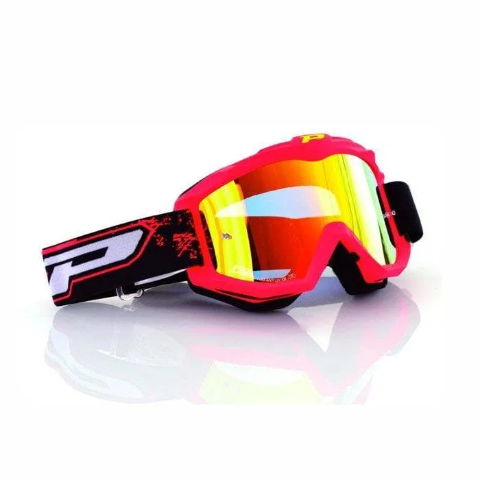 Maschera PROGRIP 3204 rosso fluo opaco lente specchiata giallo