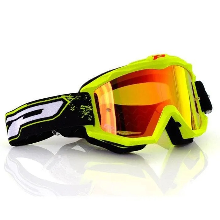 Maschera PROGRIP 3204 giallo fluo lente specchiata rosso