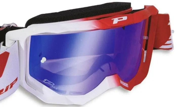Maschera PROGRIP 3300 VISION rosso | bianco matt lente specchiata blue