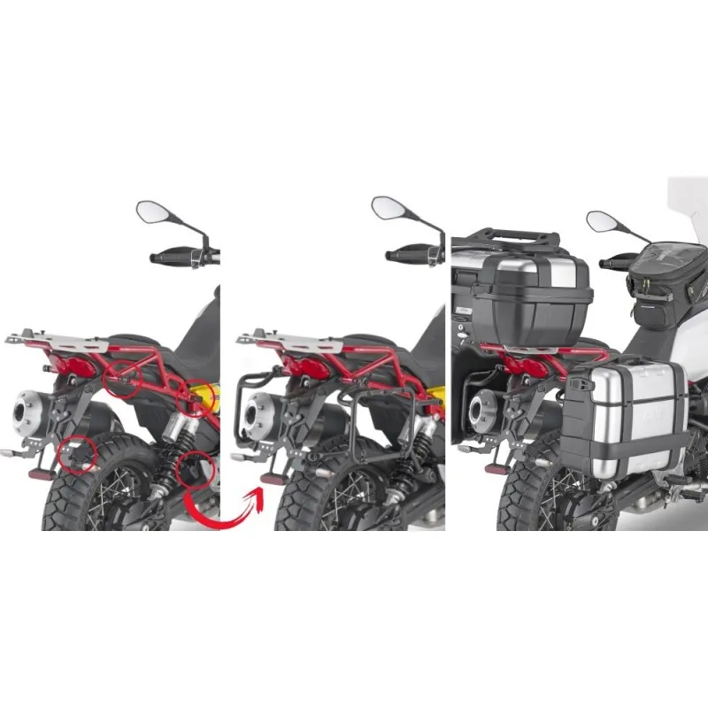 SPEZIFISCHER STAHLROHR-SEITENKOFFERTRÄGE GIVI SCHNELLWECHS PL ONE-FIT MONOKEY MOTO GUZZI V85 TT 2019-2020