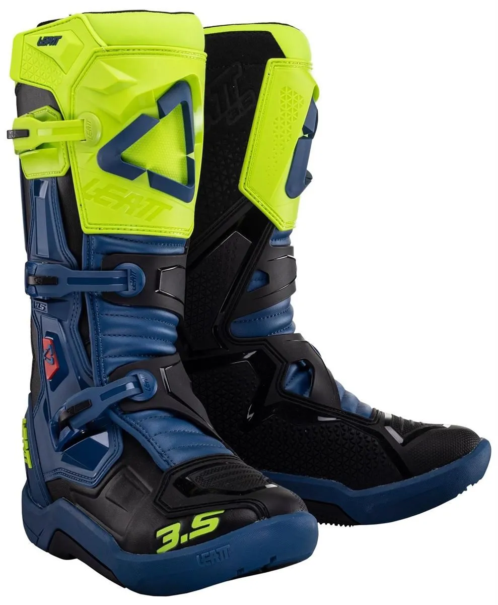 Stivali cross enduro Leatt 3.5 colore blu-nero-giallo fluo