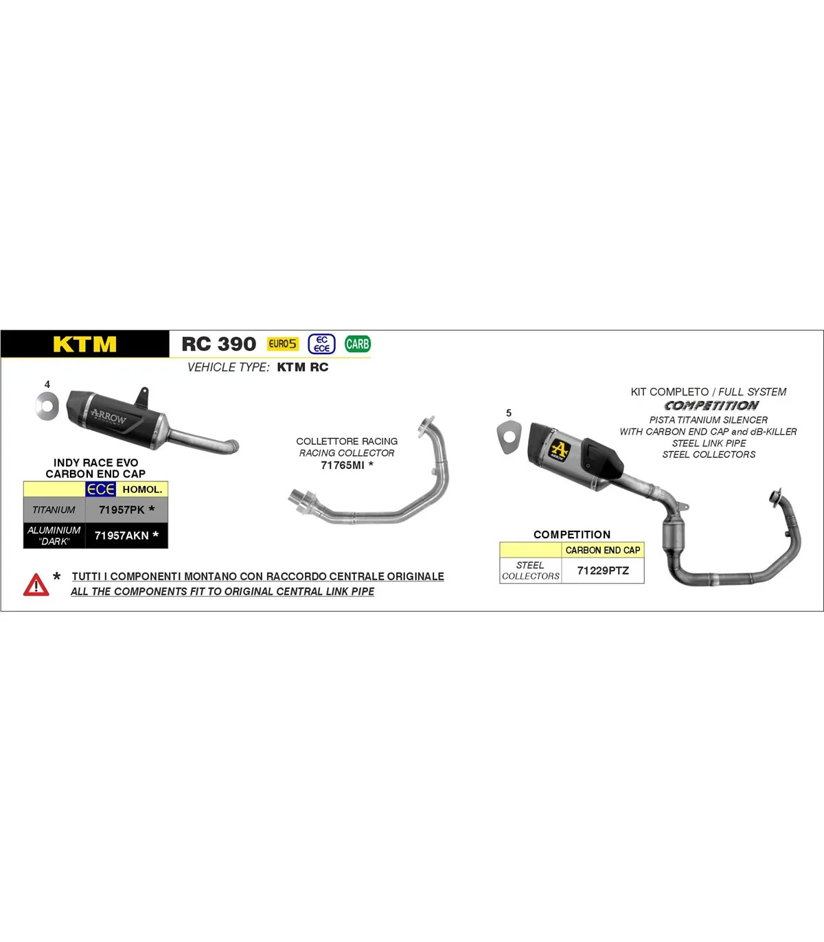 TERMINALE ARROW INDY RACE CON FONDELLO IN CARBONIO KTM 390 2022-2023